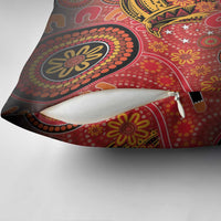 Papua New Guinea Pillow Cover Birds Of Paradise With Aboriginal Pattern - Polynesian Pride