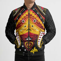 Papua New Guinea Independence Day Bomber Puffer Jacket Tribal Mask - Polynesian Pride