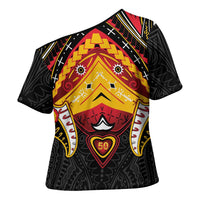 Papua New Guinea Independence Day Cross Shoulder Shirt Tribal Mask - Polynesian Pride