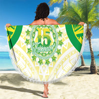 Kuki Independence 2026 Beach Blanket Cook Islands 15 Finest White Version LT05 - Polynesian Pride
