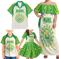 Kuki Independence 2026 Family Matching Off Shoulder Maxi Dress and Hawaiian Shirt Cook Islands 15 Finest White Version LT05 - Polynesian Pride
