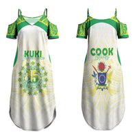 Kuki Independence 2026 Family Matching Summer Maxi Dress and Hawaiian Shirt Cook Islands 15 Finest White Version LT05 Mom's Dress White - Polynesian Pride