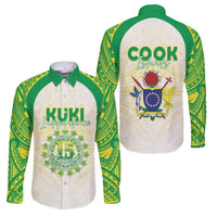 Kuki Independence 2026 Family Matching Summer Maxi Dress and Hawaiian Shirt Cook Islands 15 Finest White Version LT05 Dad's Shirt - Long Sleeve White - Polynesian Pride