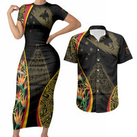 Papua New Guinea Hapi De Bilong Indipendens Couples Matching Short Sleeve Bodycon Dress and Hawaiian Shirt Special Style LT05 Black - Polynesian Pride
