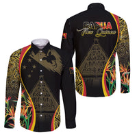 Papua New Guinea Hapi De Bilong Indipendens Family Matching Mermaid Dress and Hawaiian Shirt Special Style LT05 Dad's Shirt - Long Sleeve Black - Polynesian Pride