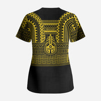 Philippines Filipinos Scrub Top Igorot Tribal Pattern Black LT05 - Polynesian Pride