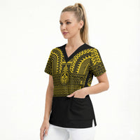 Philippines Filipinos Scrub Top Igorot Tribal Pattern Black LT05 - Polynesian Pride