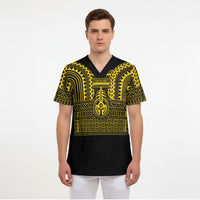 Philippines Filipinos Scrub Top Igorot Tribal Pattern Black LT05 - Polynesian Pride
