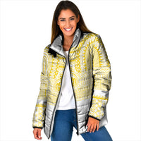Philippines Filipinos Padded Jacket Igorot Tribal Pattern White LT05 Women White - Polynesian Pride