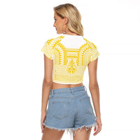 Philippines Filipinos Raglan Cropped T Shirt Igorot Tribal Pattern White LT05 - Polynesian Pride