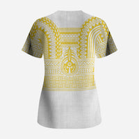 Philippines Filipinos Scrub Top Igorot Tribal Pattern White LT05 - Polynesian Pride