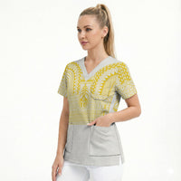 Philippines Filipinos Scrub Top Igorot Tribal Pattern White LT05 - Polynesian Pride