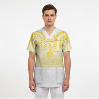 Philippines Filipinos Scrub Top Igorot Tribal Pattern White LT05 - Polynesian Pride