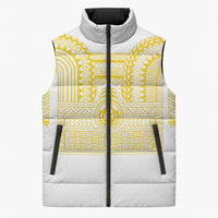 Philippines Filipinos Sleeveless Puffer Jacket Igorot Tribal Pattern White LT05 Unisex White - Polynesian Pride
