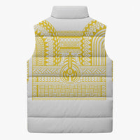 Philippines Filipinos Sleeveless Puffer Jacket Igorot Tribal Pattern White LT05 - Polynesian Pride