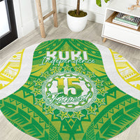 Kuki Independence 2026 Round Carpet Cook Islands 15 Finest Green Version LT05 Green - Polynesian Pride