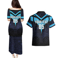 Custom Fiji Kaiviti Rugby Couples Matching Puletasi and Hawaiian Shirt Fiji Tapa Pattern LT05 - Polynesian Pride