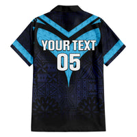 Custom Fiji Kaiviti Rugby Family Matching Long Sleeve Bodycon Dress and Hawaiian Shirt Fiji Tapa Pattern LT05 - Polynesian Pride