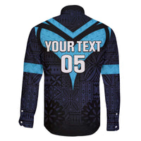 Custom Fiji Kaiviti Rugby Family Matching Off Shoulder Short Dress and Hawaiian Shirt Fiji Tapa Pattern LT05 - Polynesian Pride