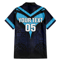 Custom Fiji Kaiviti Rugby Family Matching Short Sleeve Bodycon Dress and Hawaiian Shirt Fiji Tapa Pattern LT05 - Polynesian Pride
