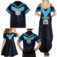 Custom Fiji Kaiviti Rugby Family Matching Summer Maxi Dress and Hawaiian Shirt Fiji Tapa Pattern LT05 - Polynesian Pride