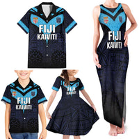 Custom Fiji Kaiviti Rugby Family Matching Tank Maxi Dress and Hawaiian Shirt Fiji Tapa Pattern LT05 - Polynesian Pride