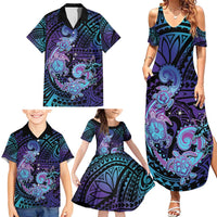 Hawaii Makahiki Turtle Family Matching Summer Maxi Dress and Hawaiian Shirt Spiral Polynesian Tattoo LT05 - Polynesian Pride