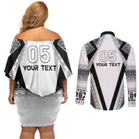 Custom Bula Fiji Football Couples Matching Off Shoulder Short Dress and Long Sleeve Button Shirt Go Champions LT05 - Polynesian Pride