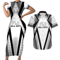 Custom Bula Fiji Football Couples Matching Short Sleeve Bodycon Dress and Hawaiian Shirt Go Champions LT05 White - Polynesian Pride