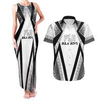 Custom Bula Fiji Football Couples Matching Tank Maxi Dress and Hawaiian Shirt Go Champions LT05 White - Polynesian Pride