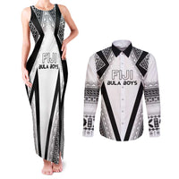 Custom Bula Fiji Football Couples Matching Tank Maxi Dress and Long Sleeve Button Shirt Go Champions LT05 White - Polynesian Pride