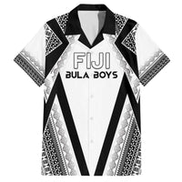 Custom Bula Fiji Football Family Matching Off The Shoulder Long Sleeve Dress and Hawaiian Shirt Go Champions LT05 Dad's Shirt - Short Sleeve White - Polynesian Pride