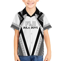 Custom Bula Fiji Football Family Matching Short Sleeve Bodycon Dress and Hawaiian Shirt Go Champions LT05 Son's Shirt White - Polynesian Pride