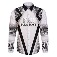 Custom Bula Fiji Football Family Matching Tank Maxi Dress and Hawaiian Shirt Go Champions LT05 Dad's Shirt - Long Sleeve White - Polynesian Pride
