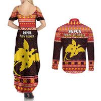 Papua New Guinea Christmas Couples Matching Summer Maxi Dress and Long Sleeve Button Shirt Santa Raggiana LT05 - Polynesian Pride