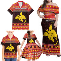 Papua New Guinea Christmas Family Matching Off Shoulder Maxi Dress and Hawaiian Shirt Santa Raggiana LT05 - Polynesian Pride