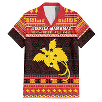 Papua New Guinea Christmas Family Matching Short Sleeve Bodycon Dress and Hawaiian Shirt Santa Raggiana LT05 Dad's Shirt - Short Sleeve Red - Polynesian Pride