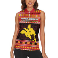 Papua New Guinea Christmas Women Sleeveless Polo Shirt Santa Raggiana LT05 - Polynesian Pride