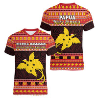 Papua New Guinea Christmas Women V-Neck T-Shirt Santa Raggiana LT05 - Polynesian Pride