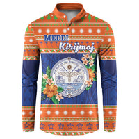 Marshall Islands Christmas Button Sweatshirt Marshallese Seal Meddi Kirijmoj LT05 Orange - Polynesian Pride