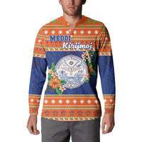 Marshall Islands Christmas Button Sweatshirt Marshallese Seal Meddi Kirijmoj LT05 - Polynesian Pride