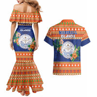 Marshall Islands Christmas Couples Matching Mermaid Dress and Hawaiian Shirt Marshallese Seal Meddi Kirijmoj LT05 - Polynesian Pride