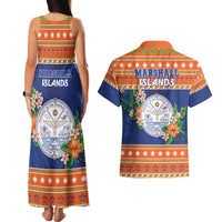 Marshall Islands Christmas Couples Matching Tank Maxi Dress and Hawaiian Shirt Marshallese Seal Meddi Kirijmoj LT05 - Polynesian Pride