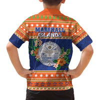 Marshall Islands Christmas Family Matching Off The Shoulder Long Sleeve Dress and Hawaiian Shirt Marshallese Seal Meddi Kirijmoj LT05 - Polynesian Pride