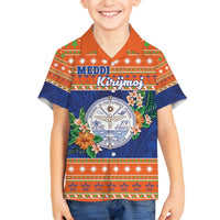 Marshall Islands Christmas Family Matching Summer Maxi Dress and Hawaiian Shirt Marshallese Seal Meddi Kirijmoj LT05 Son's Shirt Orange - Polynesian Pride