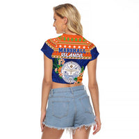 Marshall Islands Christmas Raglan Cropped T Shirt Marshallese Seal Meddi Kirijmoj