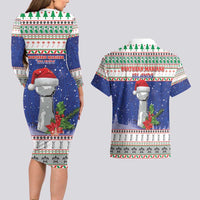 Northern Mariana Islands Christmas Couples Matching Long Sleeve Bodycon Dress and Hawaiian Shirt Poinsettia Filis Pasgua LT05 - Polynesian Pride
