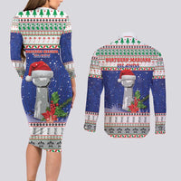 Northern Mariana Islands Christmas Couples Matching Long Sleeve Bodycon Dress and Long Sleeve Button Shirt Poinsettia Filis Pasgua LT05 - Polynesian Pride
