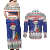Northern Mariana Islands Christmas Couples Matching Off Shoulder Maxi Dress and Long Sleeve Button Shirt Poinsettia Filis Pasgua LT05 - Polynesian Pride