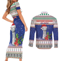 Northern Mariana Islands Christmas Couples Matching Short Sleeve Bodycon Dress and Long Sleeve Button Shirt Poinsettia Filis Pasgua LT05 - Polynesian Pride